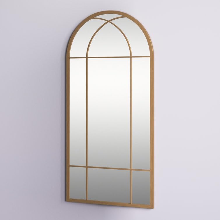 VENETIAN IMAGE Metal Arched Wall Mirror 19x40 Elegant Home Décor for Entryway, Hallway, Living Room (Gold)