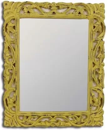 Vas Collection MDF Mirror Frame Fro Wall Decor,Bedroom,Living Room,Bathroom & Hallway (Yellow Antique)