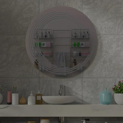 TINITALO Bathroom LED Mirror Home Mirror Wall Mirror with Touch Sensor, 3 Light Effects, Glass, Round LED-56 (36 x 36 Inch)