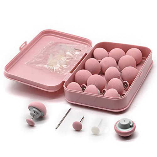 SINGARO Quilt Fixing Clips,16 Pcs Duvet Cover Clips,Mushroom Round Fixing Clips with Buttons,Bedroom Duvet Fixing Holder Quilt Cover Pins with Box (Pink)