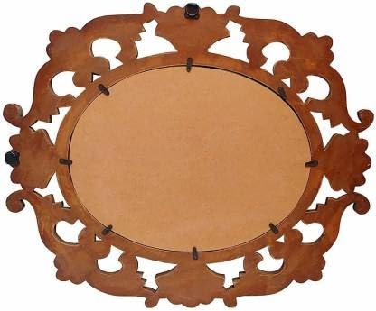 VAS Collection MDF Mirror Frame for Wall Decor,Bedroom,Living Room,Bathroom & Hallway,24"x20",Round (Brown)