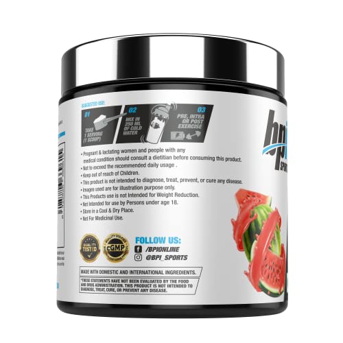 BPI Essential Aminos – Essential Amino Acids (EAAs) – Recovery, Muscle Growth, Hydration- Watermelon – 30 Servings – 300 gm