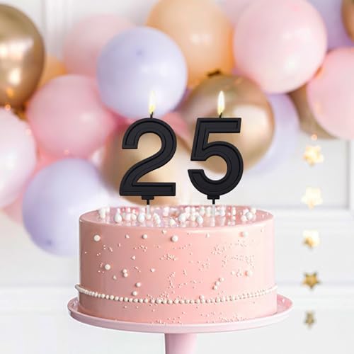 Black 5 Number Birthday Candle for Cake, 2.76 Inch Number Cake Candles for Wedding Anniversary Decoration Happy Birthday Party Celebration