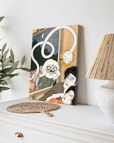 GADGETS WRAP Canvas Gallery Wrap Framed for Home Office Studio Living Room Decoration (9x11inch) - Ukiyo E Rage Face Yokai