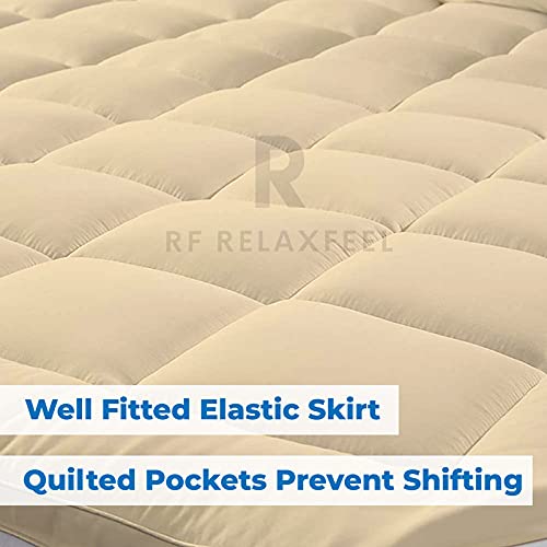 RF 600 Gsm Ultra - Soft Light Weight Hypoallergenic Cotton Microfibre Mattress Padding/Topper for Comfortable Sleep -Beige Colour of King Size 72x72 Inch