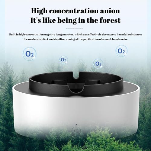 Divik Smokeless Ashtray for Office, Car, Indoor & Outdoor Use Self Extinguishing Ashtray Anti -Odor Electronic Ashtray with Dair Purifier 2 in 1, Multifunctional Smokeless Ashtray (1Pcs) (White)