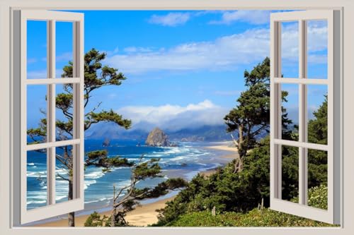 JVERF - JZZA27479 Scenery USA Coast Sky| Self-Adhesive Open Window Wall Sticker