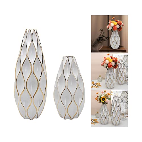 BNF White Ceramic Vases Centerpieces Flower Vases for Office Dining Room Wedding L