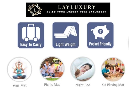 LAYLUXURY SmartBuy Epe 4 Fold Mattress 3 inch Single EPE Foam Mattress 72x35x3 Grey White