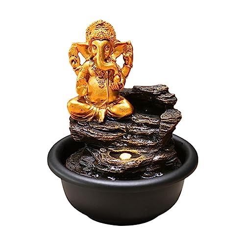 SAZ DEKOR Ganesha Statues Tabletop Water Fountain Decorative Waterscape Rock Waterfall Without Backdrop