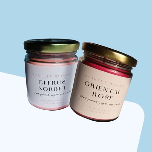 Scarlet Blinks Citrus Sorbet and Oriental Rose Candles | Soy Wax Candles | Aroma Therapy Candles | Burning Time :-45 HRS Pack of 2