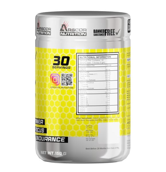 Arscor Nutrition Super Stryker | Pre Workout | Litchi | 30 Servings