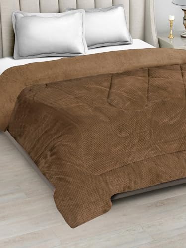 FABINALIV Brown Geometric Heavy Winter 950 GSM Micro Fiber Filling Double Bed Quilt (FLQT-1033-Brown)