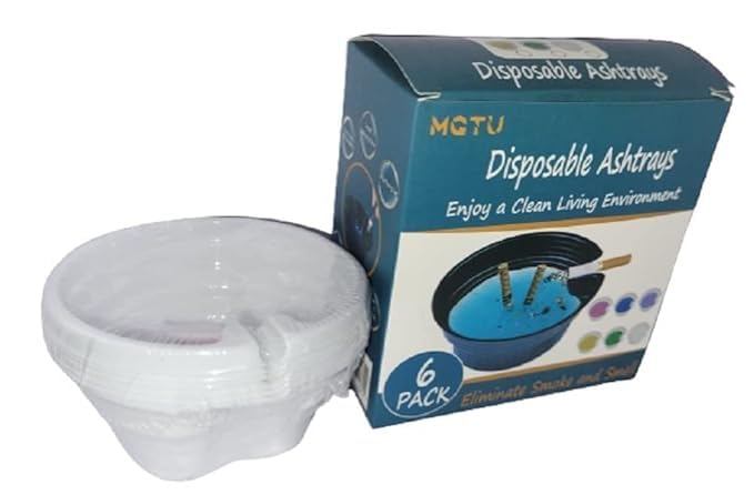 EDBIRET 6pcs Disposable Ashtrays with Ash Absorbing Balm – Fast Cigarette Extinguishing and Ash Raising Reduction.