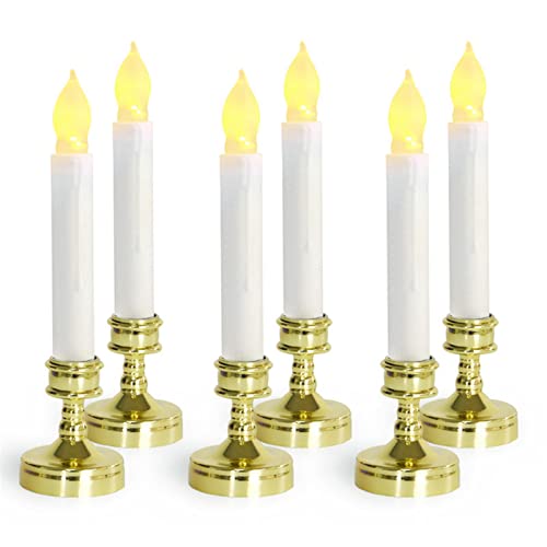 ATORSE® 2Pcs Led Candle Light Window Taper Candles Flickering for Wedding Decoration Aureate