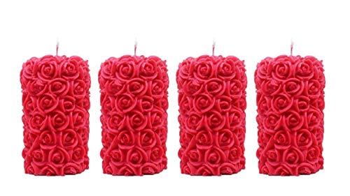 The Decor Affair Set of 4 Rose Designer Pillar Scented Candles - Ignite Your Imagination with Unforgettable Aromas and Unparalleled Elegance.