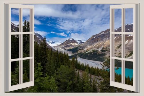 JVERF - JZZA19384 Canada Parks Mountains Lake Peyto Lake Banff| Self-Adhesive Open Window Wall Sticker