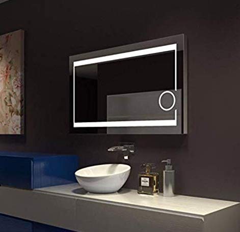 SmileSellers Led Mirror with Touch Sensor + White + Cool Day Light + Warm Light + Dimmer Wall Mirror for Bathroom, Bedroom, Drawing Room, (24x18), Rectangular, Framed