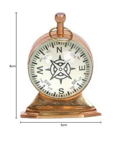 Antique Anchor London Dail Clock Brass Body Trophy Stand with Spherical Lens Glass (Dial Size 5 cm Diameter,)