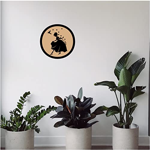 DOTME Dancing Cinderella Wooden With Vinyl Sticker Decorative Design Wall Décor For Home Kids Bedroom Living Room Hall DIY Art 8 INCH