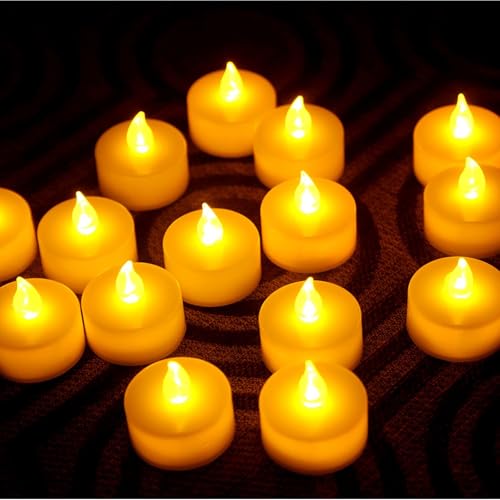 ThirteenthAananda LED Tealight Candles, Flameless Battery Operated, for Home Decoration, Led Candles Tealight Batteries Included for Ceremony Party Anniversary Engagement (20)