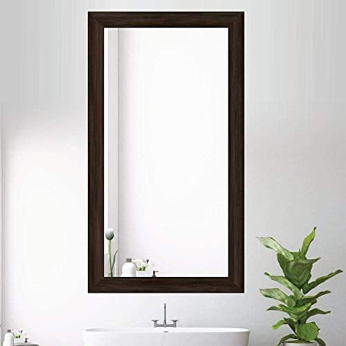 SEVEN HORSES Water Resistant Synthetic Fiber Wood Sunmica Finish Wall Mount Dressing Mirror (14.5X26.5 Inch)