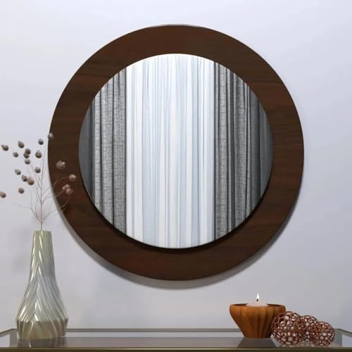 Decorative Round Wooden Wall Mirror Stylish and Elegant Home Accent for Any Room