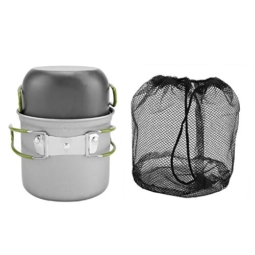 Aluminum Pot, Portable Outdoor Cookware, Solid and Durable 2Pcs/Set Hiking Picnic for Backpacking Camping