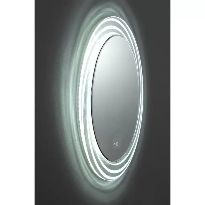 BUNGALOW MERCER Modern Round Mirror for Wall, Bathroom Vanity Mirror, Wall-Mounted Mirror, Dimmable Lights 6000k light white Makeup Mirror | Round (28x28)