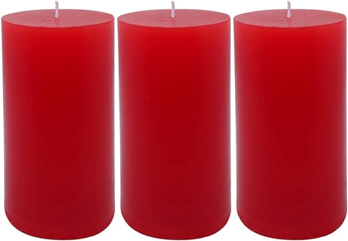 3 Pack 3x6 Inch Red Pillar Candles for Romantic Valentine's Day and Christmas, Unscented Column Candle for Home Restaurants, Smokeless Dripless and Clean Burning Emergency Candle