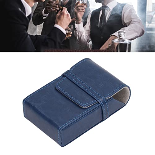 PU Leather Cigarette Box, Cigarette Holder Universal Fine Workmanship 20 Capacity Portable for Home (Blue)