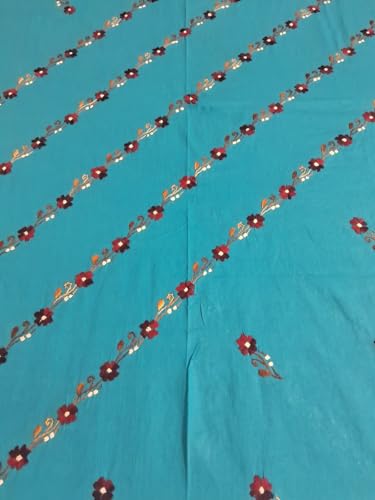 Handwork Embroidered Cotton bedsheets Queen Size 200 tc Pure Cotton Double Bed Sheet Embroidery Floral Design (Design 4)