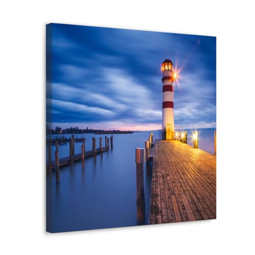 GADGETS WRAP Canvas Gallery Wrap Framed for Home Office Studio Living Room Decoration (17x17inch) - Neusiedl Lighthouse