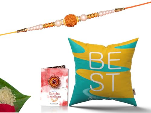 Pillow Rakhi for Brother with Gift - Rakhi with Rakhi Cushion with Filler Greeting Card- Rakhi for Brother, Gifts for Brother, Gifts for Rakhi, Gifts for Rakshabandhan Rakhi Gifts-CH-BRO-17-PB