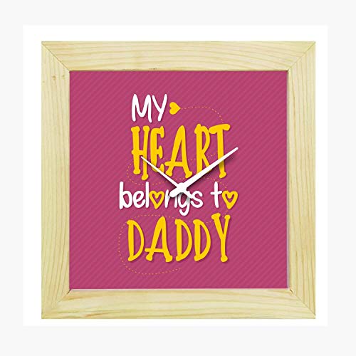 TheYaYaCafe Yaya Cafe Table Desk Clock Wooden My Heart Belongs to Daddy -8X8 inches