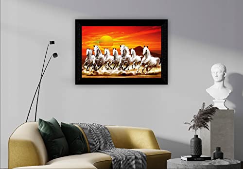 SAF paintings Pack of 1 Seven Running horse modern art wall painting with framed for living room 11 inch x 14 inch CANFM31309