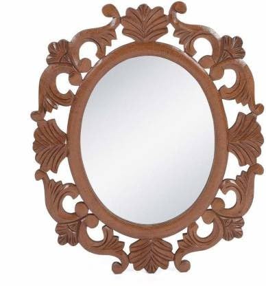 VAS Collection MDF Mirror Frame for Wall Decor,Bedroom,Living Room,Bathroom & Hallway,24"x20",Round (Brown)