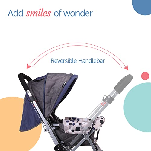 LuvLap Sunshine Baby Stroller / Pram for 0 to 3 Years, New Born /Toddler / Kid, 5 Point Safety Harness, Adjustable backrest, 360° Swivel Wheel, Large storage basket, Reversible Handlebar(Navy Blue)