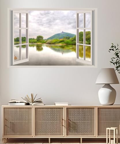 JVERF - JZZA22253 Germany Rivers Sky Porta| Self-Adhesive Open Window Wall Sticker