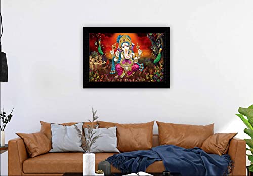 SAF Pack of 1 Ganesha religious modern art wall painting with framed for living room 11 inch x 14 inch CANFM31427