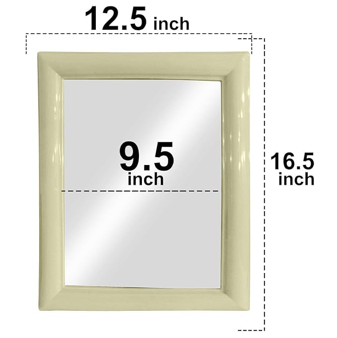 Confidence Designer Frame Big Wall Mirrors for Bathroom Makeup Shaving Wall Hanging Mirror for Dressing Room (Square Cream)