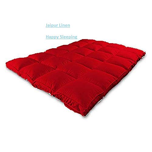 Jaipur Linen 3000 GSM Large Twin Size Bed Finest Imported Super Microfiber Soft Mattress Padding/Topper- Blood Red-(48 * 78in)