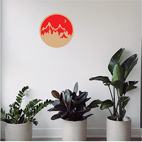 DOTME Travel Adventure Explore Mountain Wooden With Vinyl Sticker Decorative Design Wall Décor Home Boys Bedroom Living Room Hall DIY Art 8 INCH (Red)