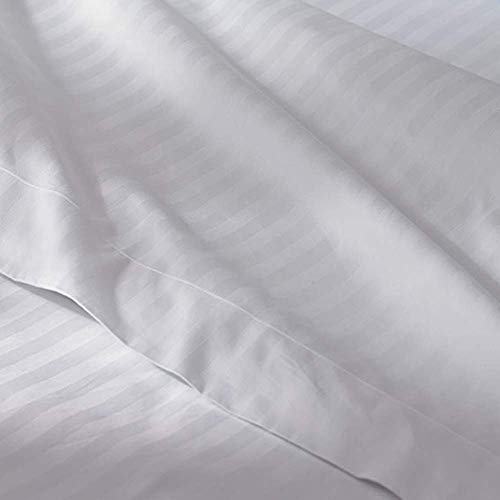 Queen , White : Stripes White 300 Thread Count Queen size Sheet Set 100 % Cotton 4pc Bed Sheet set (Deep Pocket) By wholesalebeddings