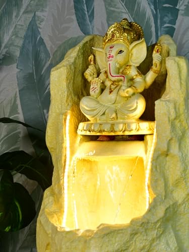 Sowpeace Golden Ganesha Water Fountain showpiece, Set of 1 Premium Resin Made Table Top Home Decor for Living Room and Gifting(37 cm,Golden)