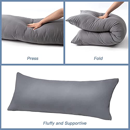 ATOOTFUSION Grey Luxury Full Body Pillow Insert - Ultra Soft Body Pillow For Sleeping - Breathable Long Bed Pillow Insert, 20"X54"(Grey,Polyester)