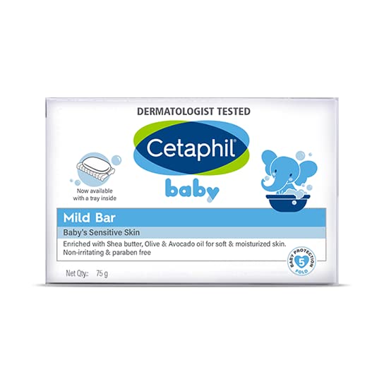 Cetaphil Baby Mild Bar for Face and Body Pack of 3, (75g x 3, Sensitive Skin)