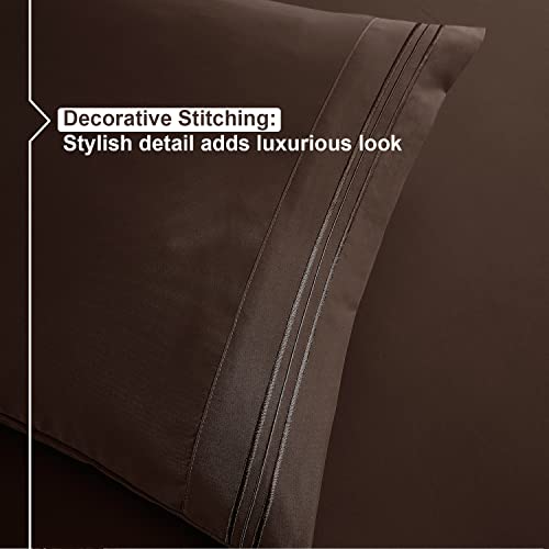 RV/Short Queen , Chocolate Brown : Bed Sheet Bedding Set, RV Short Queen, Brown, 100% Soft Brushed Microfiber Fabric Deep Pocket Fitted Sheet, 1800 Luxury Bedding Collection, Hypoallergenic & Wrinkle Free Bedroom Linen Set