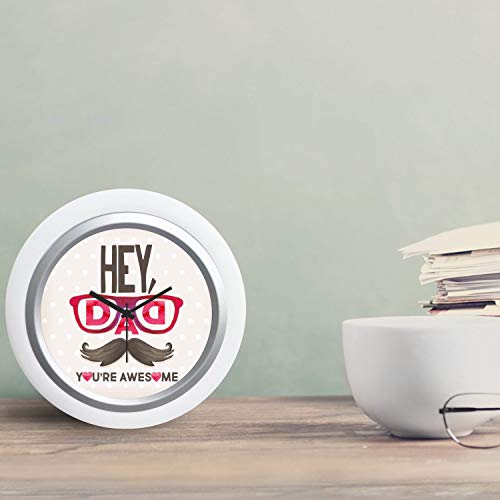 TheYaYaCafe Yaya Cafe Awesome Dad Desk Clock for Father - 6x6 inches(White Frame, Unbreakable Flexiglass Cover, Analog)