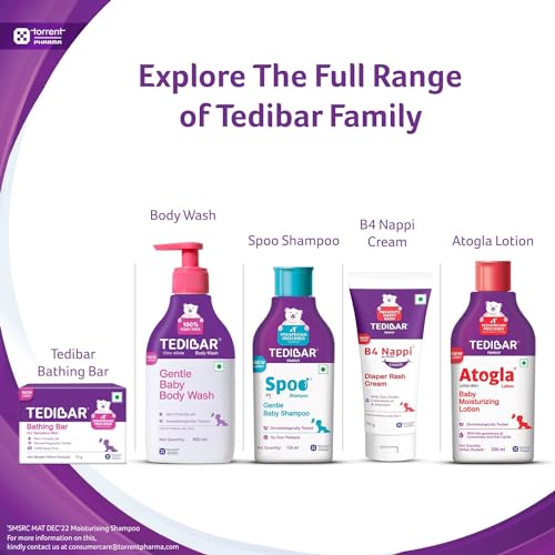 Tedibar Moisturising Baby Bathing Bar 75gx3(Pack of 1) with Skin Friendly PH|100% Soap Free|Dermatologically Tested and No. 1* Pediatrician Prescribed Moisturising Bar - By Torrent Pharma